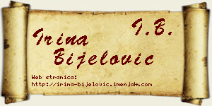 Irina Bijelović vizit kartica